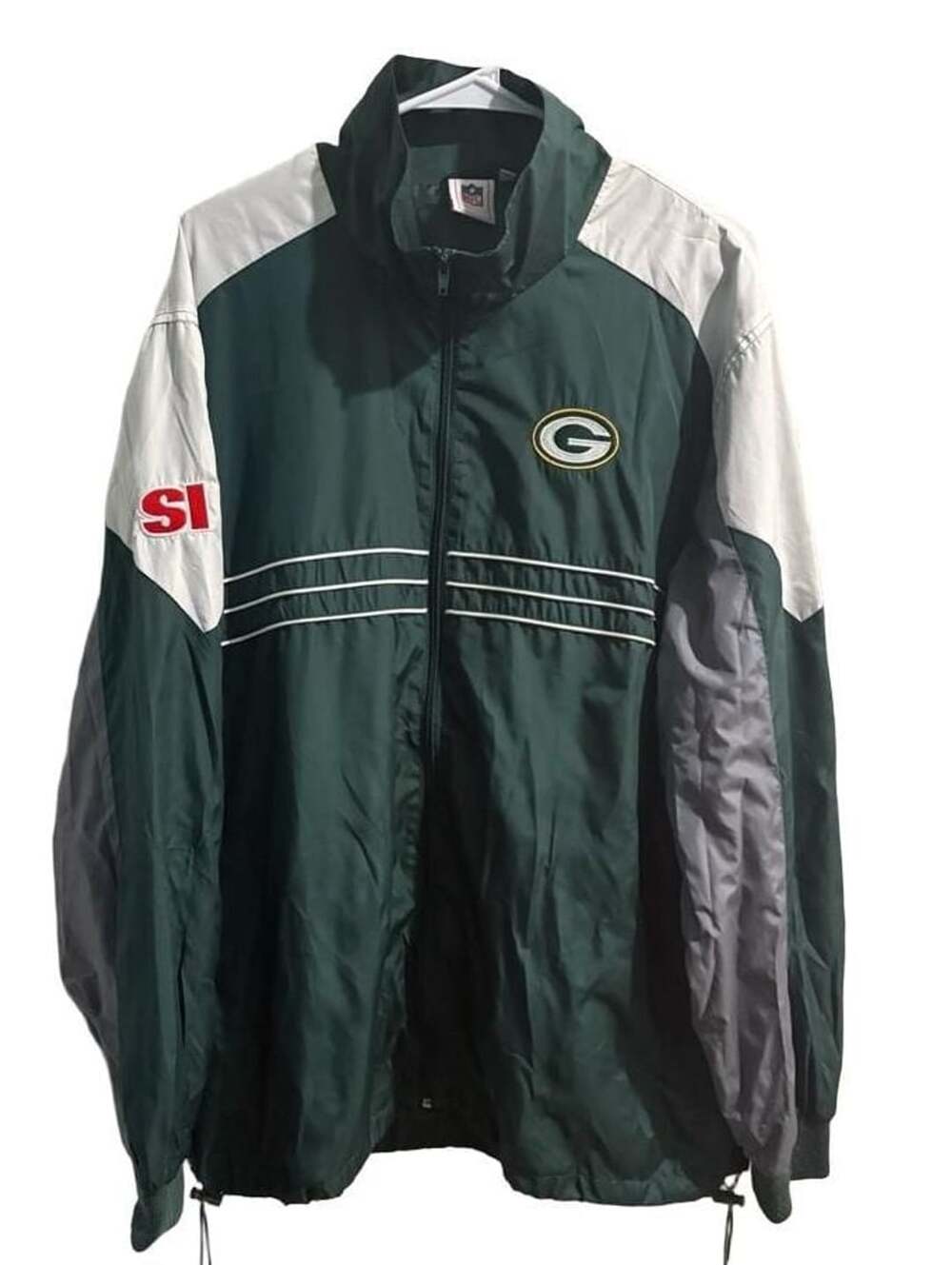NFL Green Bay Packers Jacket XL Green White Windbreaker